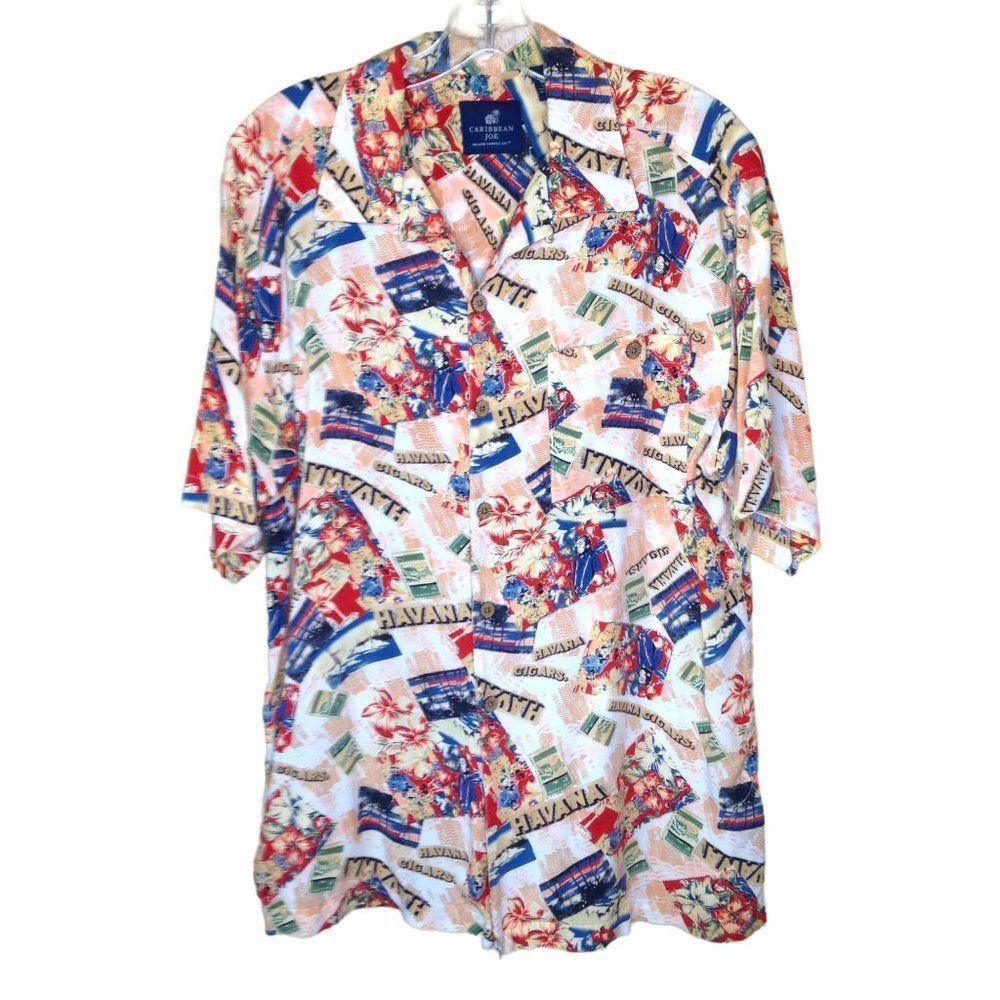 Caribbean Joe Havana Cigar Button-Down Shirt Medium